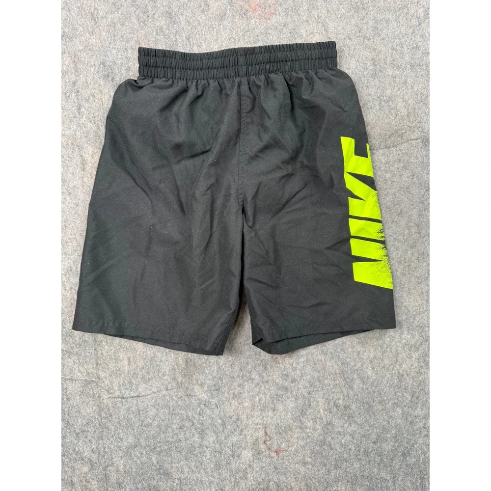 Nike Boys Swim Trunks Black Neon Yellow Mesh Lined Shorts Size‎ Medium M 10-12
